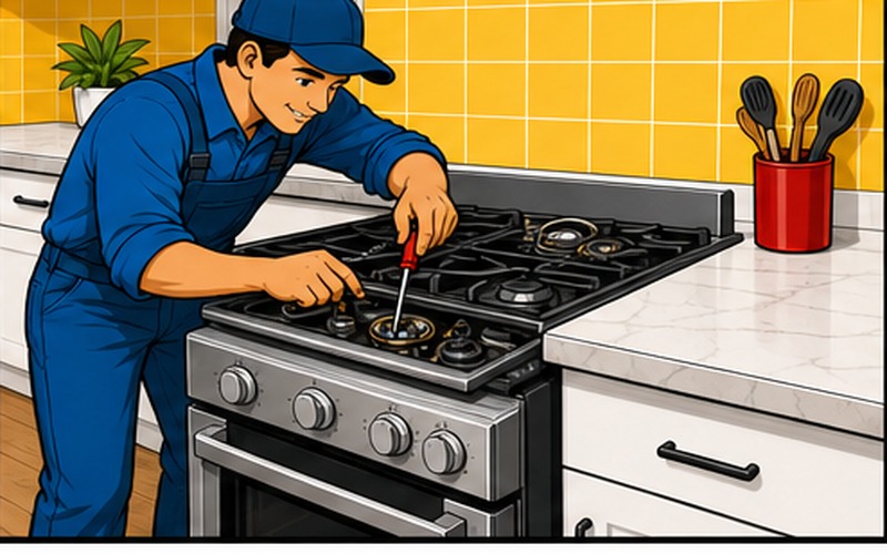 kitchen1 Cartoon appliance repair illustration for Kitchen Appliance Repair 3