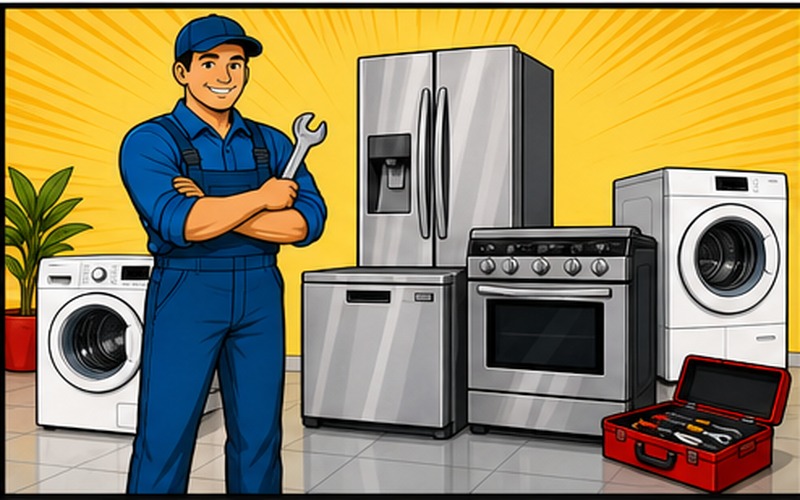 Cartoon appliance repair illustration for mosman Mosman 1